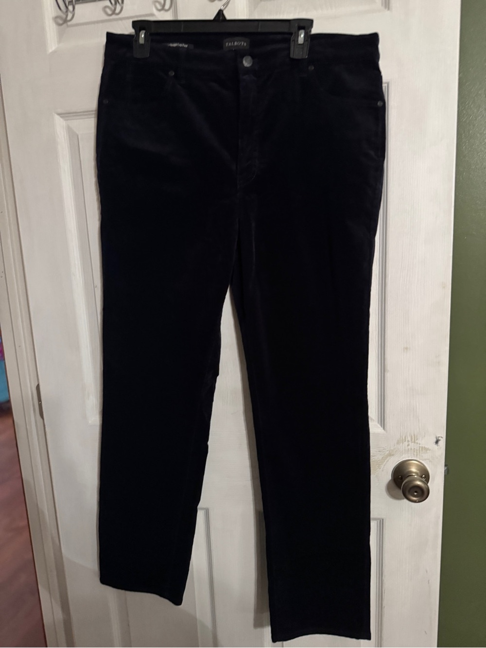 Talbots Corduroy Straight Leg Pants Blue Navy 14